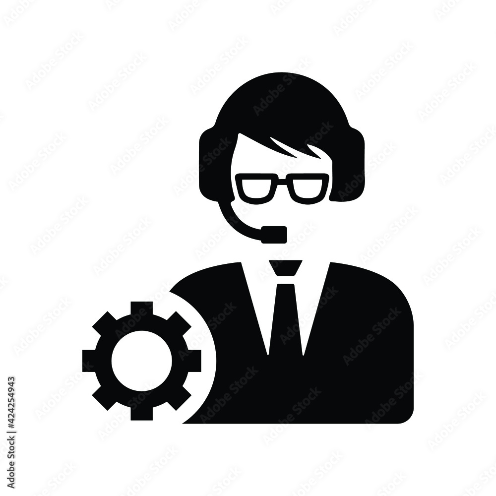Configuration, settings, customer support icon. Simple black vector graphics. Configuration, settings, customer support icon. Simple black vector graphics.