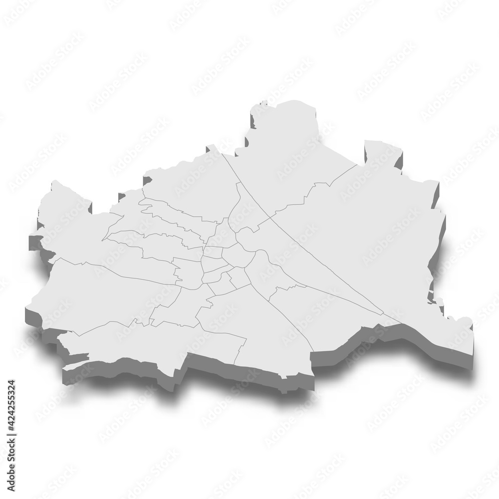 Obraz premium 3d isometric map of Vienna City is a Capital of Austria