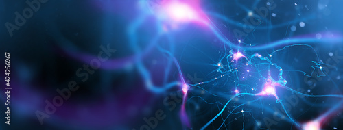 Nerve cells background with copy space (3d microbiology render banner) photo