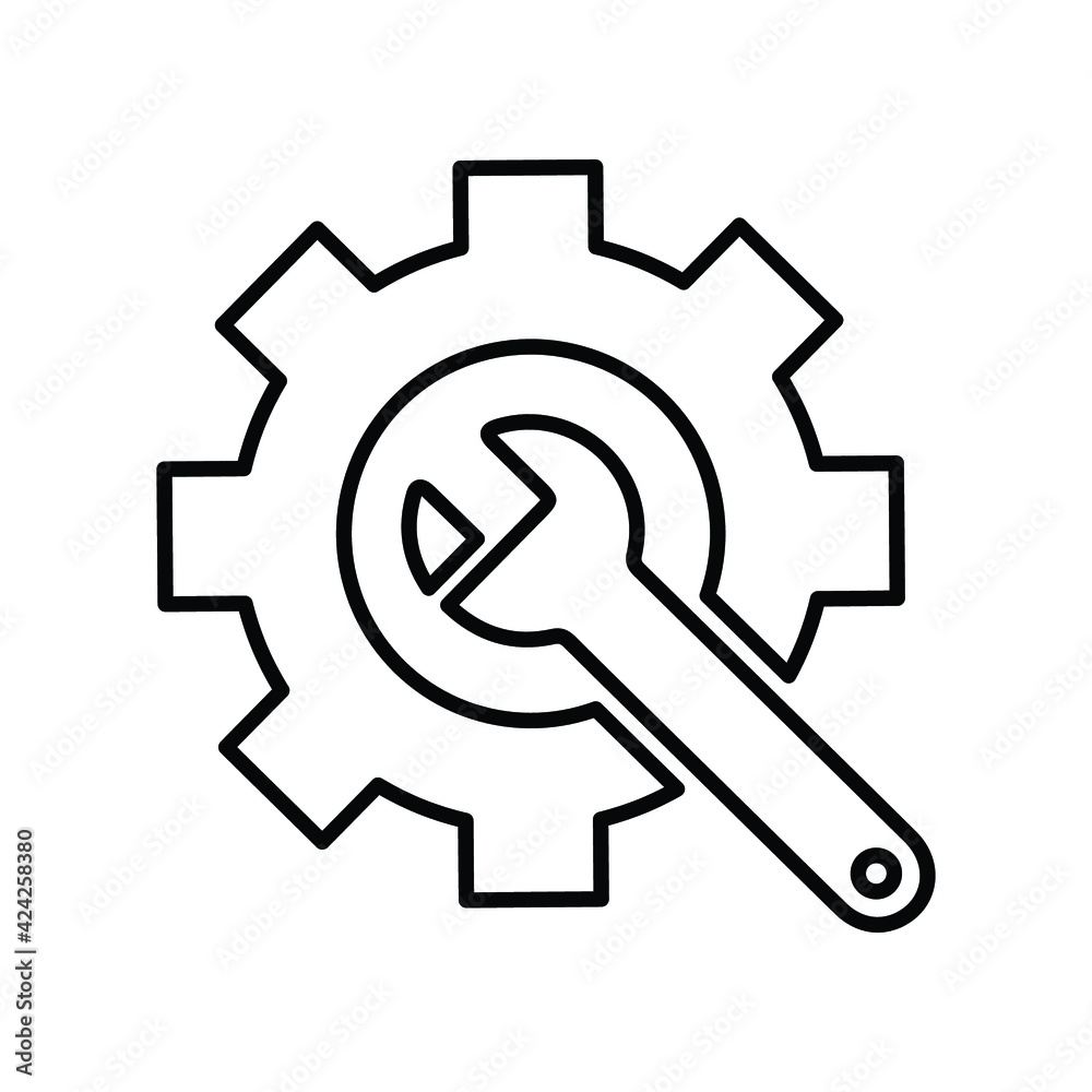 Setting, configuration, gear, repair tools line icon. Outline vector. Setting, configuration, gear, repair tools line icon. Outline vector.