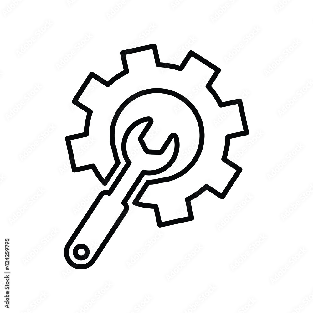 Repair service tools outline icon. Outline vector.
