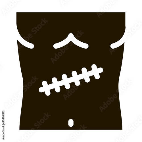 stitched surgical wound glyph icon vector. stitched surgical wound sign. isolated symbol illustration