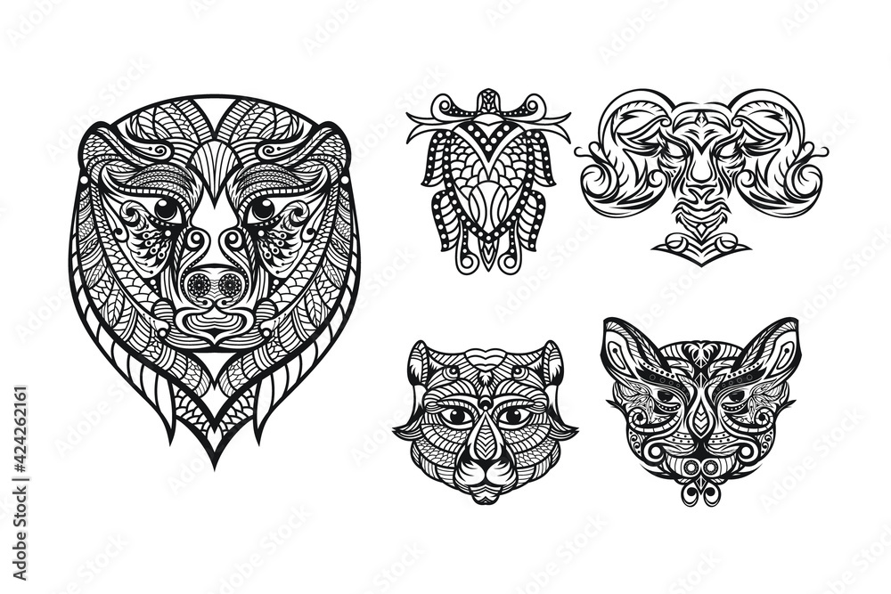 Animal mandala bundle , creative design vector template