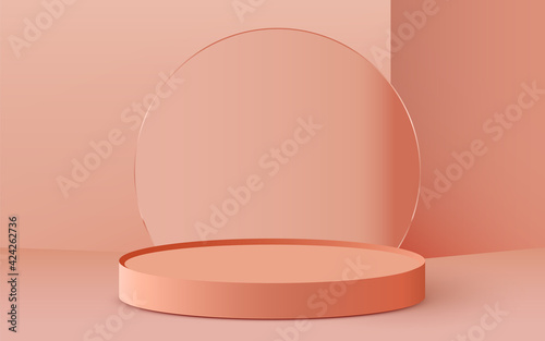 Abstract scene background. Cylinder podium on background. Product presentation, mock up, show cosmetic product, Podium, stage pedestal or platform.