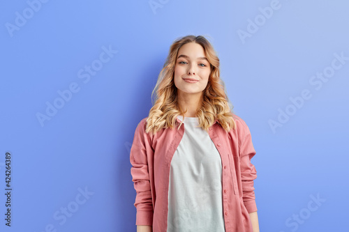 attractive young female in casual outfit stand looking at camera © alfa27