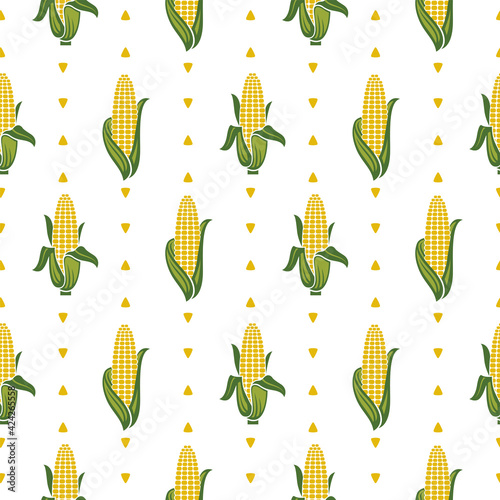 seamless pattern of corncob isolated on white background