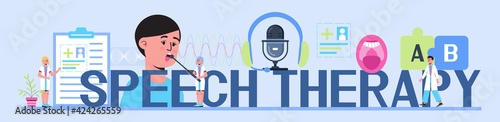Speech therapist, defectology for online consultation concept vector. Family doctor for remote and distance medical support. Psychological help service