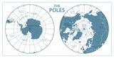 The Poles - North Pole and South Pole - Vector Detailed Illustration. Gray and White