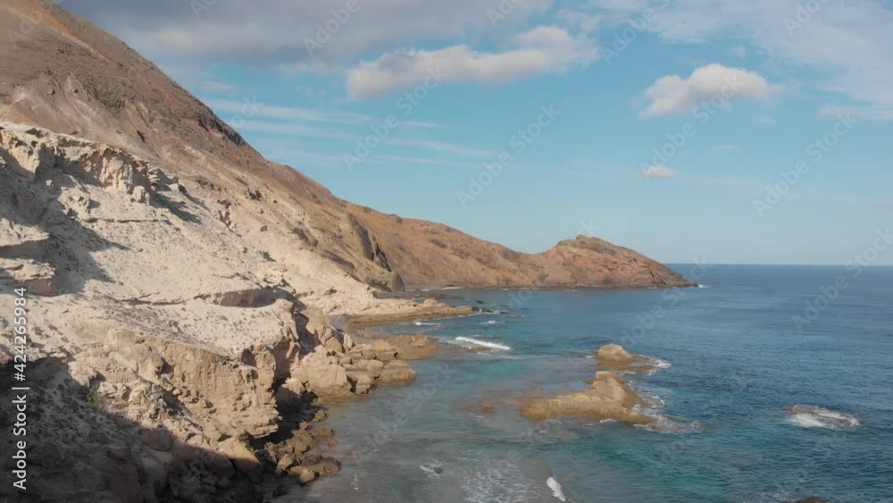Porto dos Frades coast on Porto Santo island, Madeira. First-person pov Porto dos Frades coast on Porto Santo island, Madeira. First-person pov