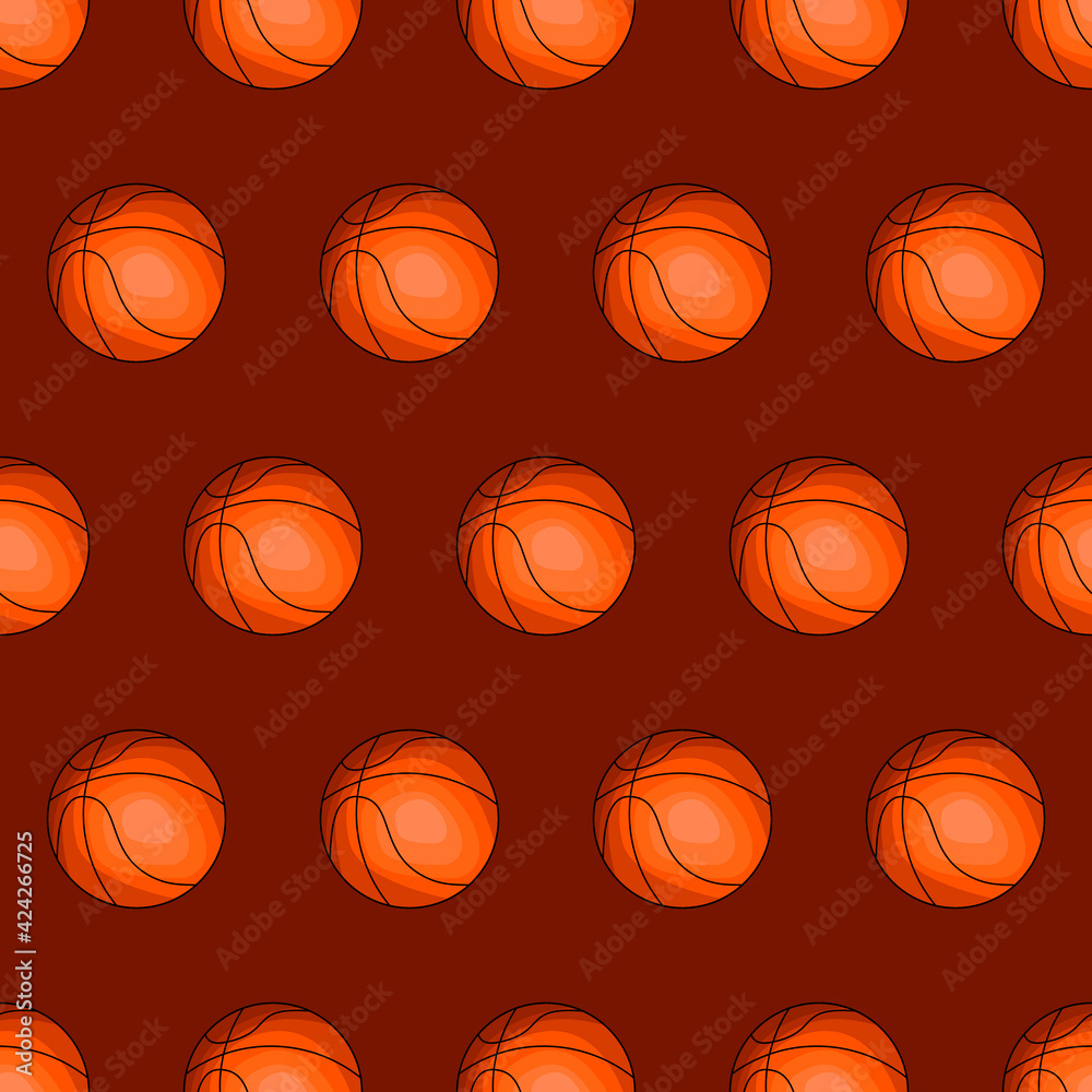 Bascetball Wallpaper. Seamless Bascetball Pattern. Vector.