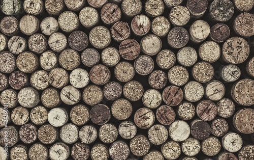 Old Used corks plugs from various types of wine