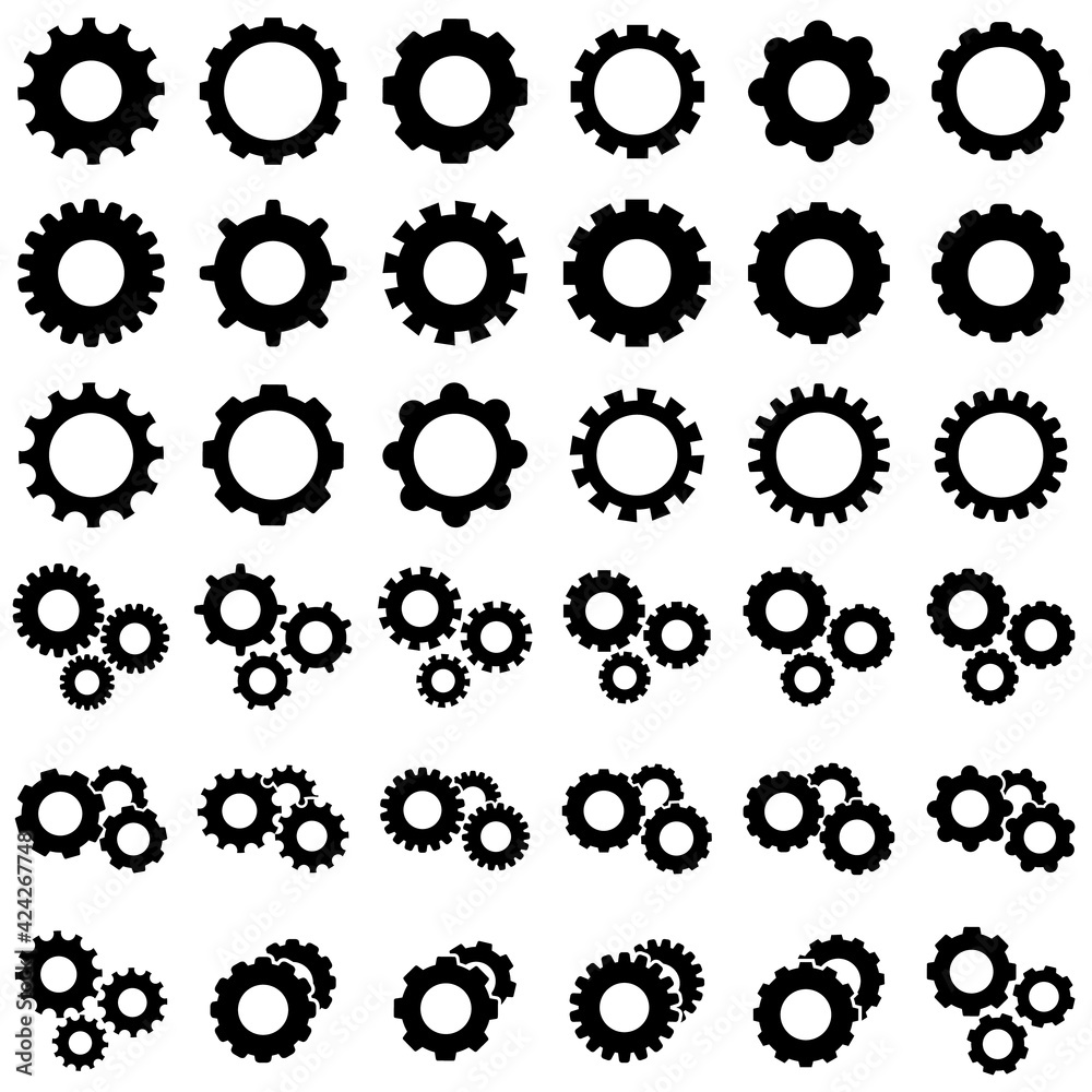 Gear icon, logo isolated on white background Gear icon, logo isolated on white background