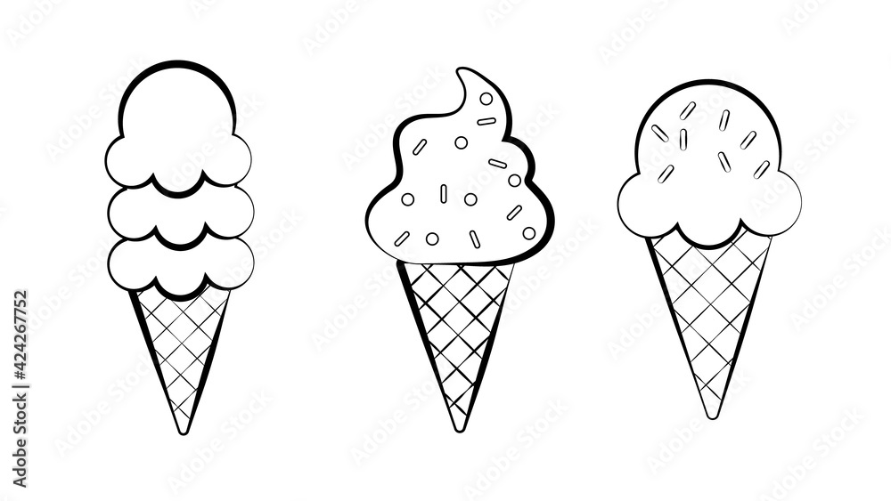 set of ice cream icons, such as parfait, frozen yogurt, ice cream sundae, vanilla, chocolate set of ice cream icons, such as parfait, frozen yogurt, ice cream sundae, vanilla, chocolate