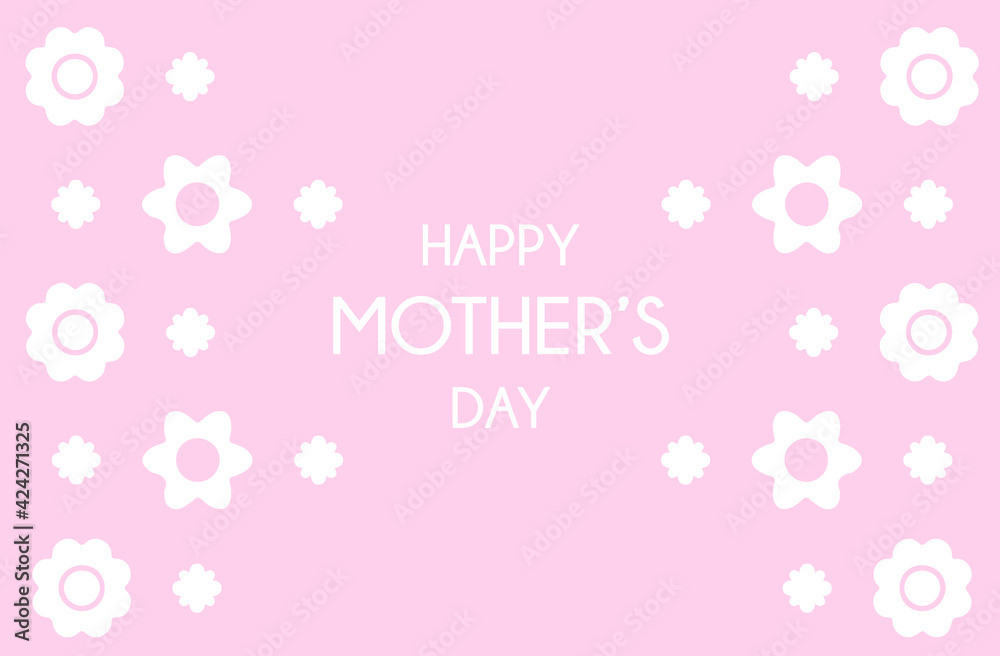 Happy Mother's Day pink greeting card with white flowers