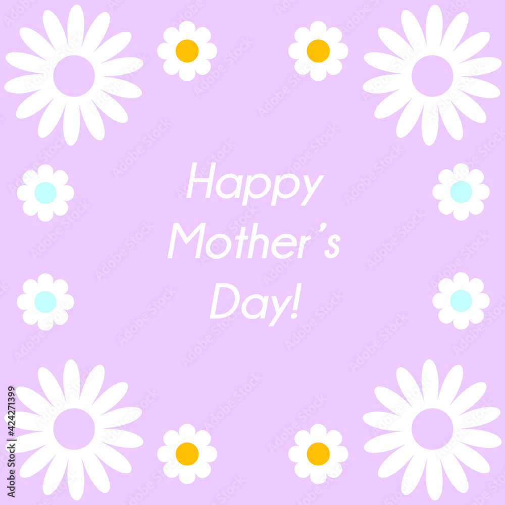 Happy Mother's Day greeting card with daisies flowers