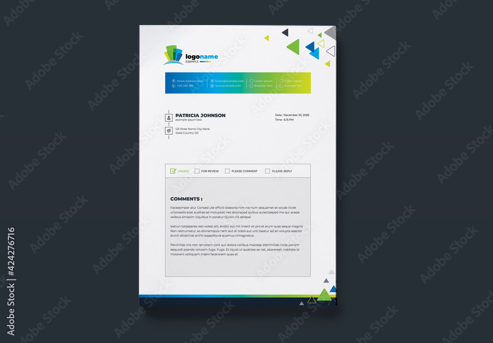 Fax Paper Cover Sheet Layout Stock Template | Adobe Stock