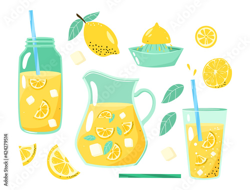Bottle and glass of mouth-watering lemonade