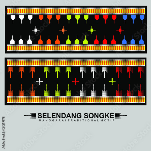 Seamless geometric pattern selendang motiv from west manggarai - indonesia photo