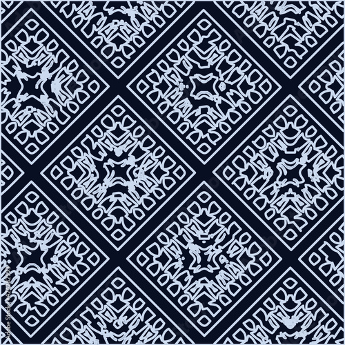  Geometric vector pattern with triangular elements. Seamless abstract ornament for wallpapers and backgrounds. Black and white colors. 