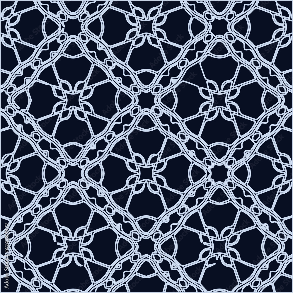 Fototapeta premium Geometric vector pattern with triangular elements. Seamless abstract ornament for wallpapers and backgrounds. Black and white colors. 