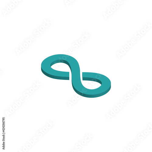 Isometric 3d infinity vector logo design template. identity symbol. endless loop icon. Stock Vector illustration isolated on white background.