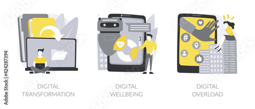 Business digitalization abstract concept vector illustrations.