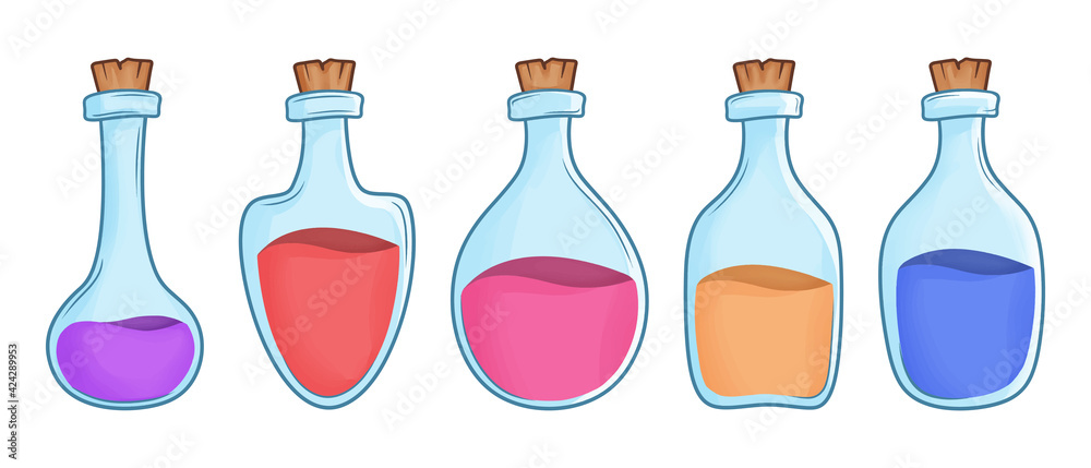 set of cute hand drawn potions set of cute hand drawn potions