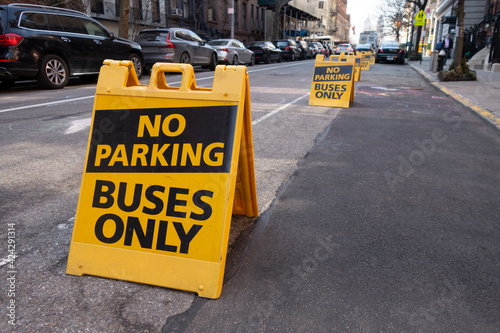 Wallpaper Mural urban city road no parking buses only sandwich  street yellow and black boards Torontodigital.ca