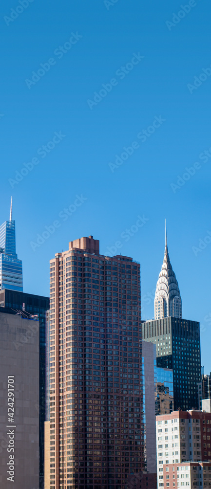 Blue sky with new york city buildings and sky skyscrapers