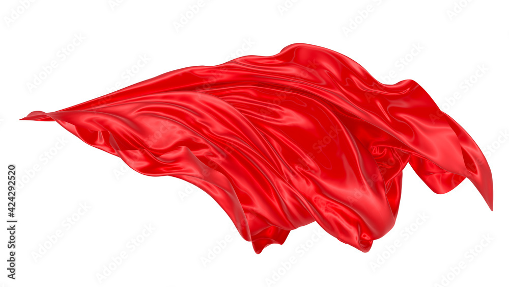 Beautiful flowing fabric of red wavy silk or satin. 3d rendering image. Beautiful flowing fabric of red wavy silk or satin. 3d rendering image.