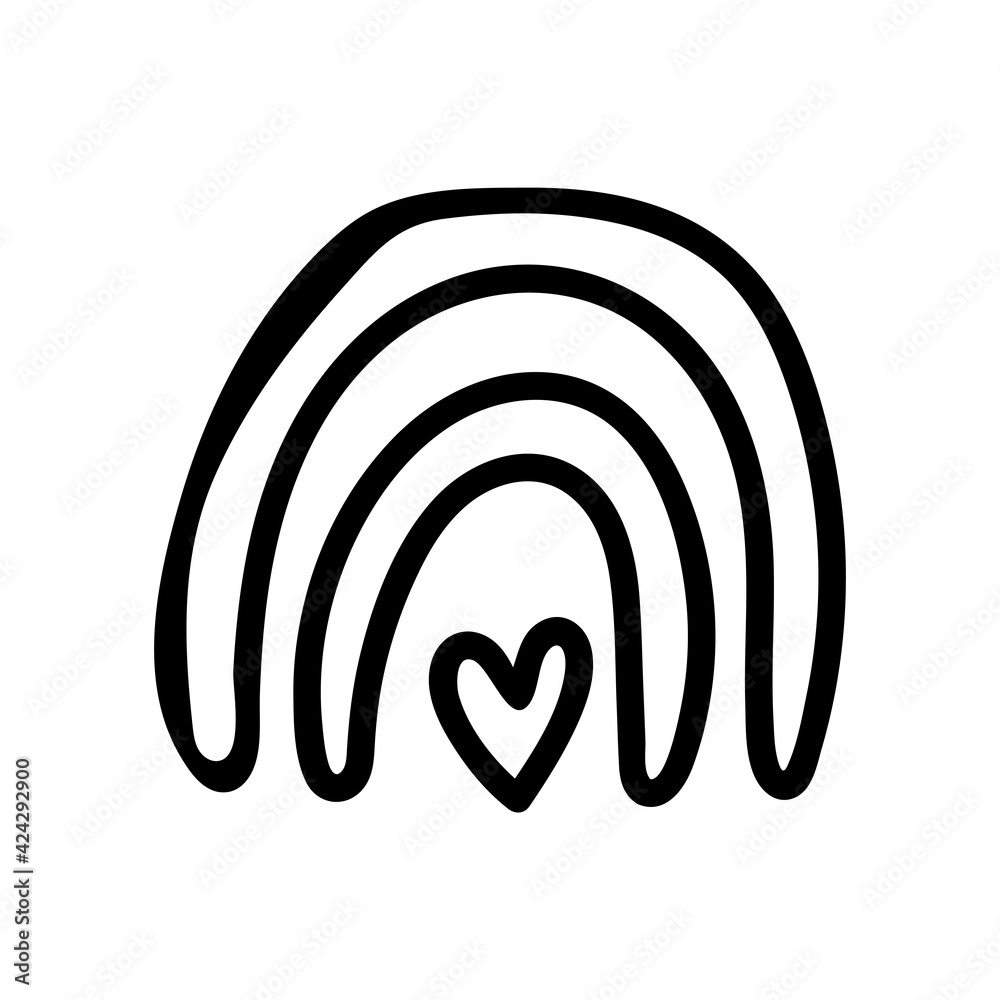 Black boho rainbow shape. Celestial rainbow logo. Baby rainbow element isolated. Bohemian lovely print. Doodle rainbow. Black boho rainbow shape. Celestial rainbow logo. Baby rainbow element isolated. Bohemian lovely print. Doodle rainbow.