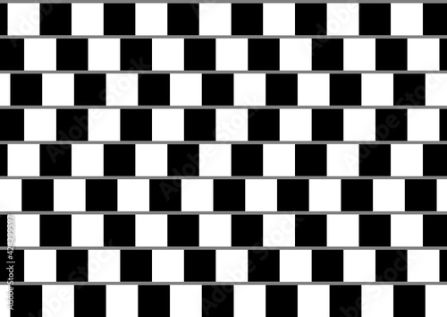 Cuadros blancos y negros creando un efecto óptico de inclinación