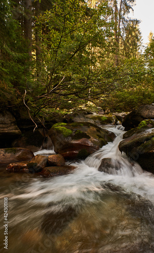 running water between the rocks