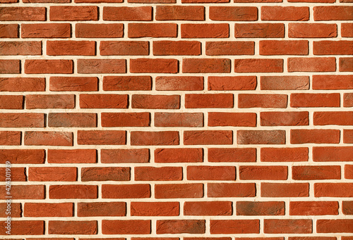 Red color brick wall for brickwork background design