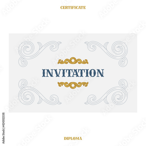 Vintage frame with design elements. Hand drawn retro style invitation luxury vector template. Part of set.