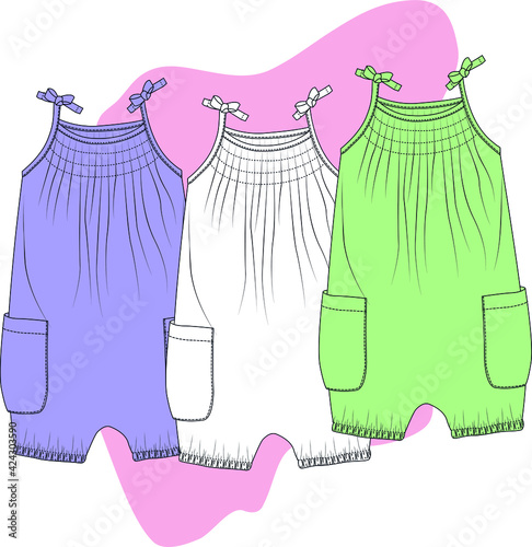 Baby bodysuit. One piece baby bodysuit flat sketch template isolated. You can use it as a design template in your baby girl fashion designs