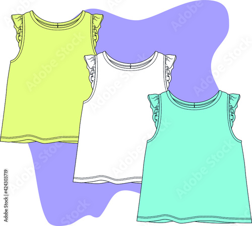 Baby tshirt design. BabyBaby basic t shirt vector flat sketch.  You can use it as a mockup in your designs