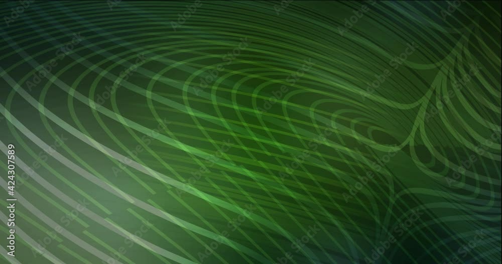 4K looping dark green animation with sharp lines. Modern abstract moving illustrations with colorful lines. Slideshow for web sites. 4096 x 2160, 60 fps.