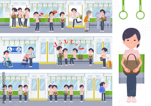 flat type medical staff woman_on-the-train-sitting
