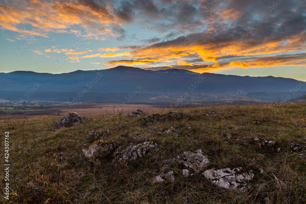 sunset in the mountains