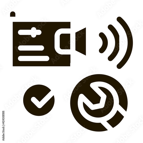 fixed radio sound glyph icon vector. fixed radio sound sign. isolated symbol illustration