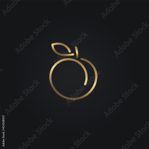Peach logo fruit icon vector