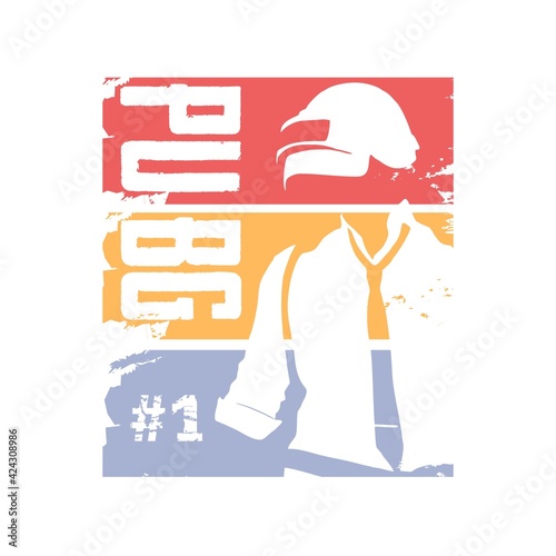 soldier aiming with a gun. Helmet weapon battle pubg. Isolated vector illustration - Vector