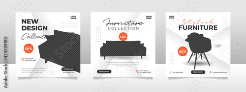 Minimalist furniture sale banner or social media post template