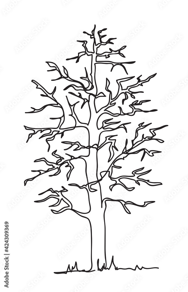 Tree. Continuous line art drawing vector illustration