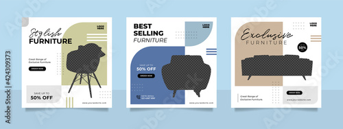 Minimalist furniture sale banner or social media post template
