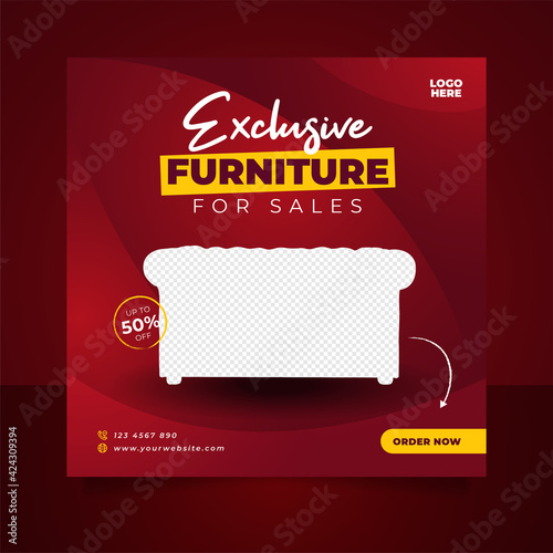 Luxury furniture sale banner or social media post template