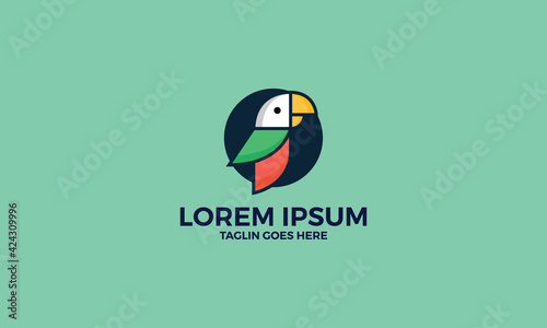 Simple parrot cartoon logo vector icon illustration