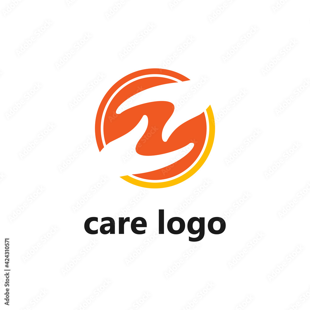 abstract two hand care logo. Team icon vector