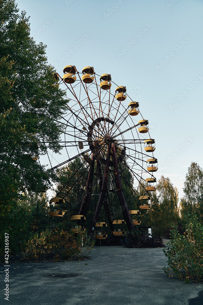 Chernobyl Ferries Wheel fairground - Autumn in Pripyat, Ukraine